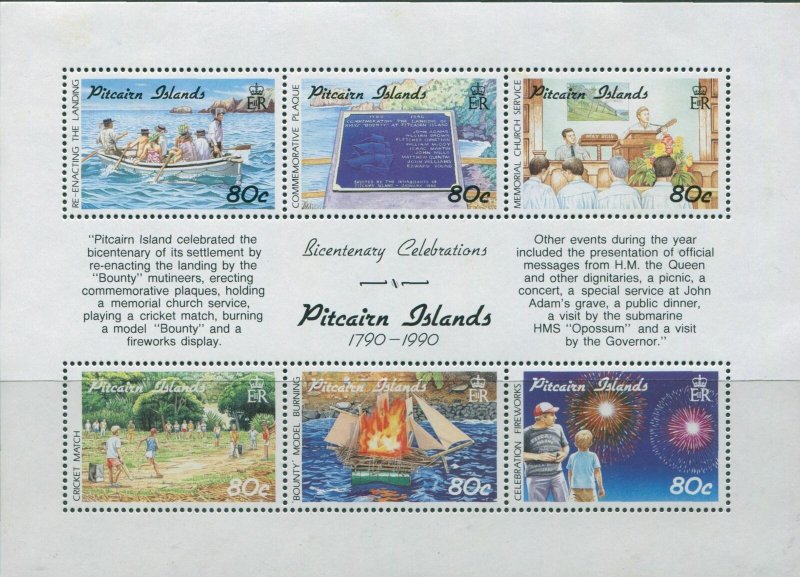 Pitcairn Islands 1991 SG389a Settlement sheetlet MNH