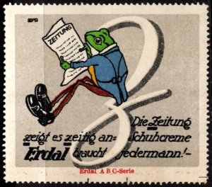 Vintage Germany Poster Erdal ABC Letter Series Frogs The Newspaper Reports It