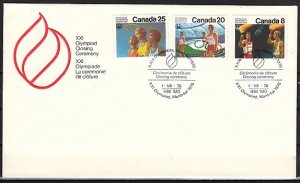 Canada, Scott cat. 681-683. Montreal Olympics issue. First day cover. ^