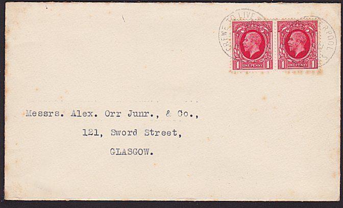 GB 1936 cover CREWE TO LIVERPOOL S.C. cds - railway sorting carriage........6416