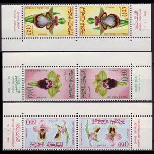 MOROCCO 1965 - 129-31 Orchids Tete Beches Set of 6 NH