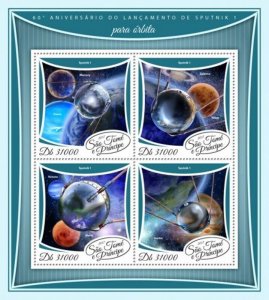 St Thomas - 2017 Sputnik I Satellite - 4 Stamp Sheet - ST17515a