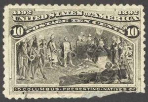 USA Sc# 237 Cull (missing perfs) 1893 10c Columbus Presenting Natives