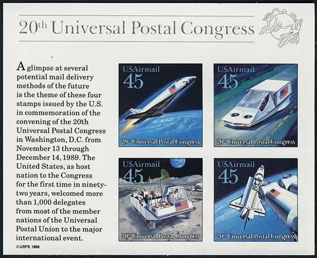 USA #C126 Four 45c Souvenir Sheet MNH (20th Universal Postal Congress)