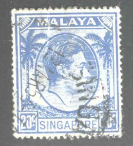 Singapore  Scott 13 Used perf 18 from 1952