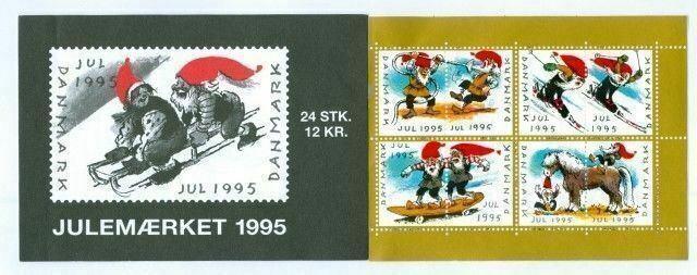 Denmark.  Booklet 1995  Christmas Seals Mnh.  Santas Have Fun. Horse