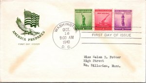 FDC 1940 SC #899 Farnam Cachet - Washington DC - Strip Of 3 - J6365