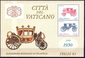 Vatican 1985 Exhibition Italia '85 Museum Carriages Mi. Bl.8 MNH