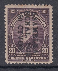 Ecuador 1928 50c on 20c Dark Violet Asamblea Ncnal O/P LM Mint. Scott 288