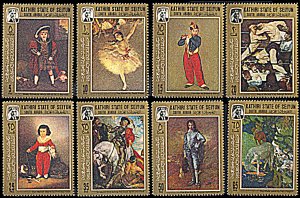 Kathiri State Michel 108 A-115A, MNH, Masterwork Paintings