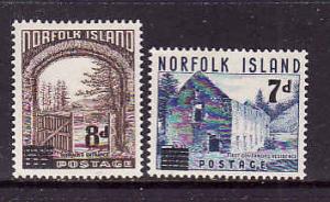 Norfolk Is.-Sc#21-2-Unused hinged set-7p on 7&1/2p,8p on 8&1/2p-1958-