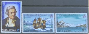 SOUTH GEORGIA 1975 COOK SET SG43/5 UNMOUNTED MINT