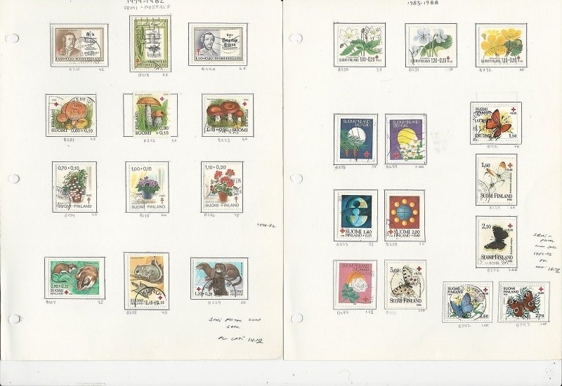 Finland Collection on 3 Pages, All Different Semi Postals, 1979-1998