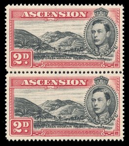 Ascension 1938 KGVI 2d black & scarlet MOUNTAINEER FLAW var. MNH. SG 41c,41ca.