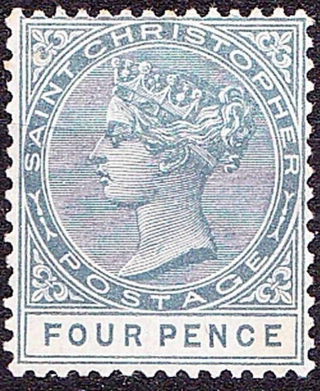 ST CHRISTOPHER 1882 QV 4d Blue SG17 MH