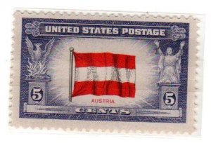 1943 WWII Overrun Countries, Austria, Single 5c Stamp, Sc#919, MNH, OG