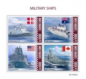 Sierra Leone - 2019 Military Ships & Flags - 4 Stamp Sheet - SRL190904a