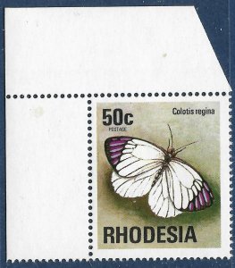 Rhodesia sg 506 MNH 1974 50c Butterflies marginal top left corner