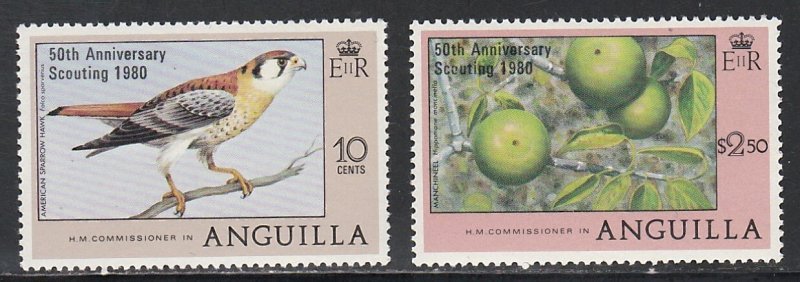 Anguilla # 387-388, Scouting 50th  Anniversary Overprints, Mint NH, 1/2 Cat.