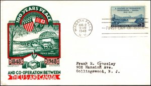 Scott 961 - 3 Cents Peace Bridge Staehle FDC - Typed Address Planty 961-8