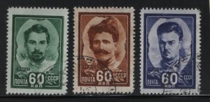 RUSSIA, 1209-1211, (3)SET, USED, 1948, HERO TYPES