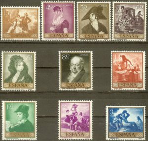 Spain 1958 Full Set Goya paintings Sc#867-876 MNH Luxe