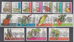 UGANDA 1975 Sc#133/146  Fruits & Vegetables Set (14) MNH