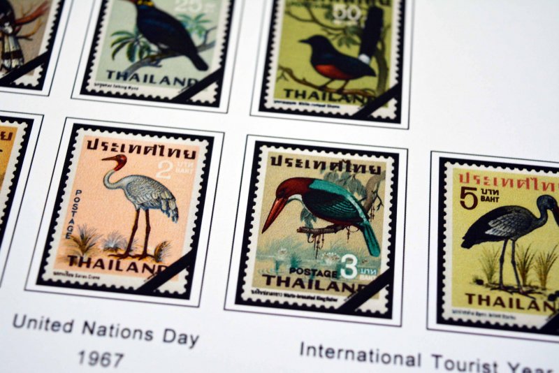 COLOR PRINTED THAILAND 1941-1970 STAMP ALBUM PAGES (29 illustrated pages)