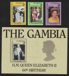 Gambia 60th Birthday of Queen Elizabeth II 3v+MS 1986 MNH SG#641-MS644