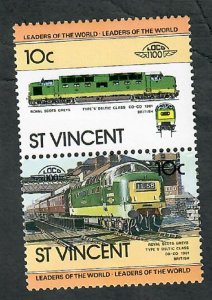 St. Vincent #700 Train MNH attached pair