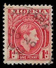 Nigeria #54 Used LH; 1p King George VI (1938)