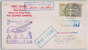 Macau 1937 Hong Kong PAA Clipper Airmail Pacific Route First Flight Cover FFC