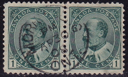 Canada - 1903 - Scott #89 - used pair - Edward VII - MORRISBURG ONT. pmk