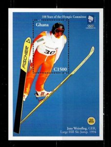 Ghana 1994 - Olympics Ski Jump- Souvenir Stamp Sheet - Scott #1713 - MNH