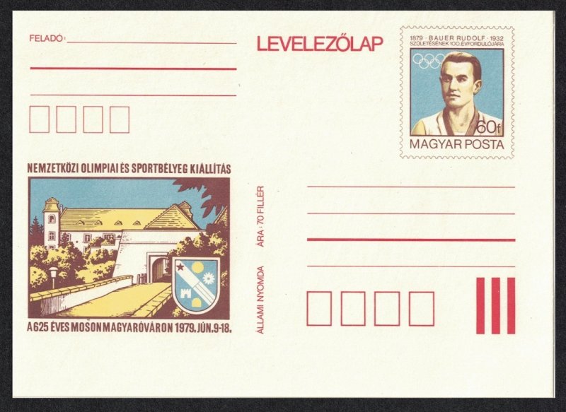 Hungary Rudolf Bauer Olympic Champion Pre-paid postcard 1979