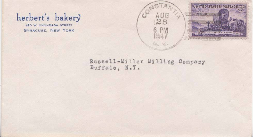 United States New York Constantia 1947 4fbar Blue corner card Herbert