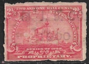 USA REVENUES 2 1/2c BATTLESHIP Proprietary M.J. BRIETANBACH Co. Precancel RB28