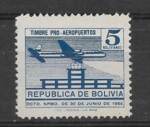 BOLIVIA 1955 PRO AIRPORT AVIATION PLANE 5B BLUE SCOTT RA23 MICHEL Z23 MNH