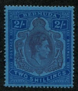 Bermuda SC# (123?) SG# 116b George VI 2sh P14 dp purl & ultra on mottled MNH