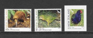 BIRDS - NEW ZEALAND #B201-2,B204  MNH