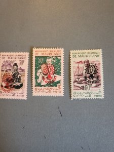 Stamps Mauritania Scott #129-30,132 type 2   never hinged