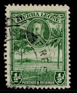 SIERRA LEONE GV SG155, ½d green, FINE USED.