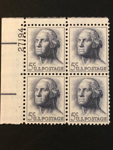 Scott # 1213 George Washington, MNH Plate Block of 4