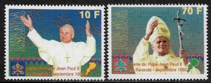 Rwanda #1353-4 MNH Set - Visit of Pope John Paul II