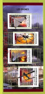 B0257 - DJIBOUTI - MISPERF ERROR Stamp Sheet - 2023, Drones - Military-