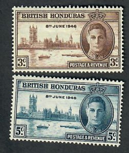 British Honduras #127 - 128 Mint Hinged singles