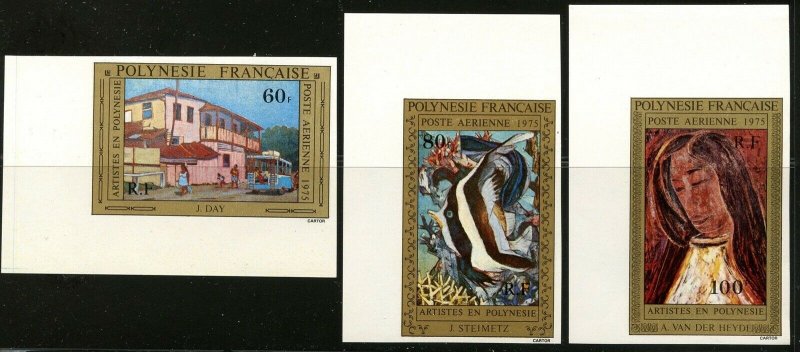 FRENCH POLYNESIA Sc#C122-C126 1975 Paintings Complete Imperforate Mint NH