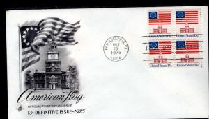 US 1622 Flag Over Independence Hall Block of Four Artcraft U/A FDC