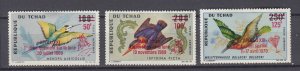 J48641 J L,Stamps 1971 chad set mh #c67-9 birds ovpt,s