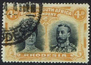 RHODESIA 1910 KGV DOUBLE HEAD 4D PERF 15 USED 